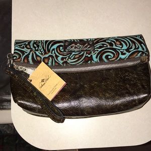 Patricia Nash “Valerie” Tooled Turquoise wristlet